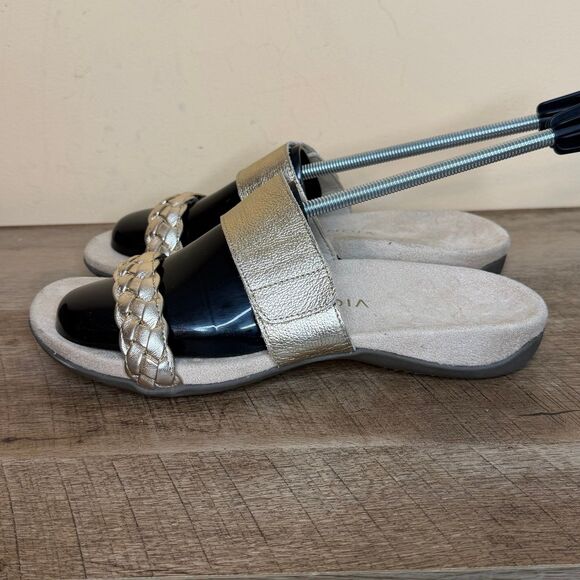 Vionic Jeanne Gold Leather Slide Sandals women’s size 10 shoes - Picture 1 of 8